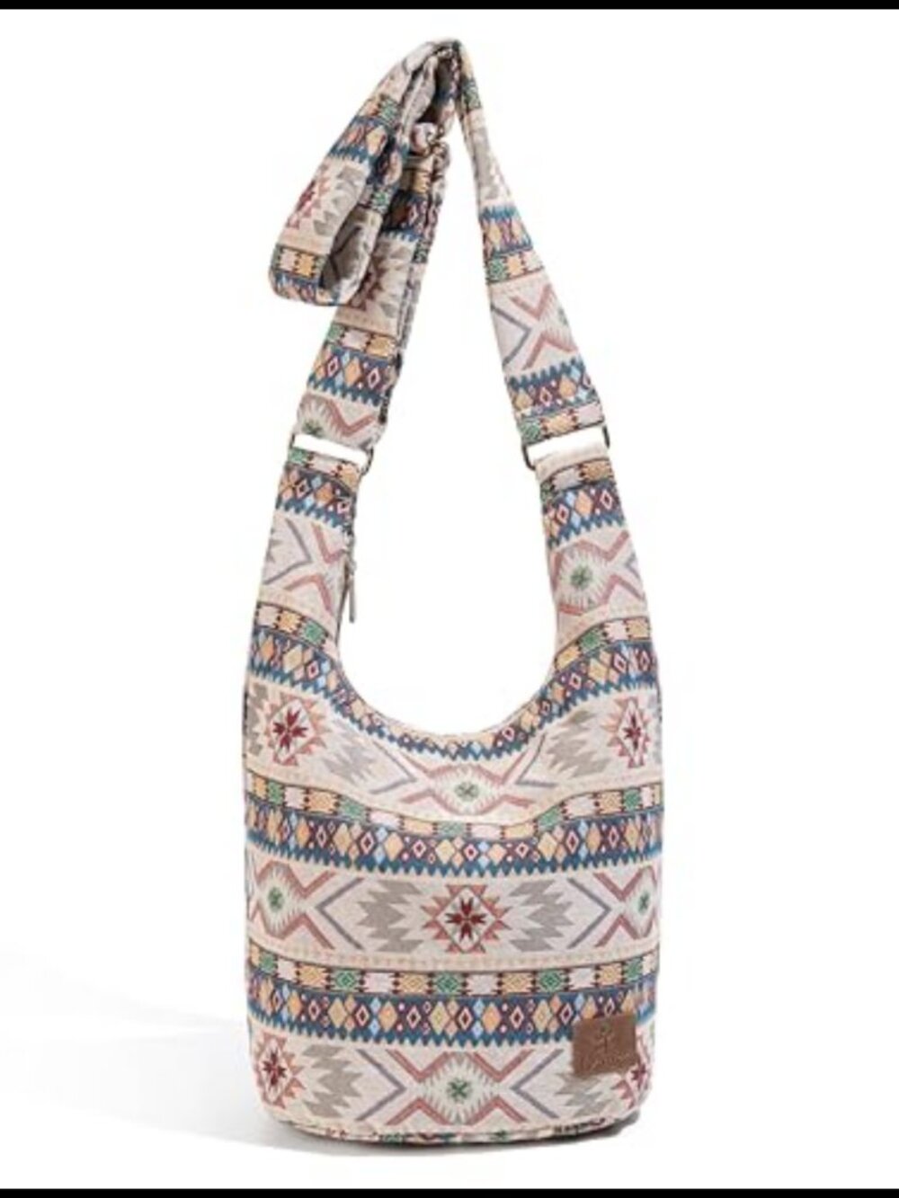 Hippie Canvas Sling Crossbody Bag Top Zip Large Capacity Handmade